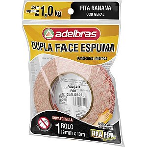 Fita Dupla Face Fixa PRO Espuma 19MMX10M