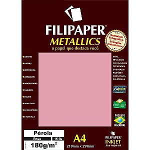 Papel A4 Metalico Perola Rosa 180GR. PCT.C/15