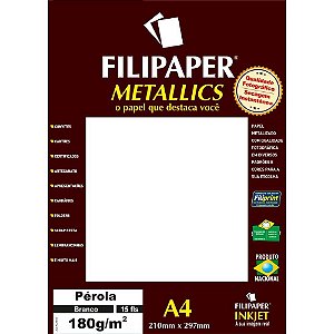 Papel A4 Metalico Perola Branco 180GR. PCT.C/15