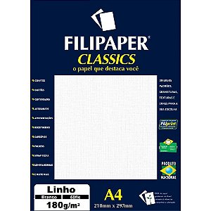 Papel A4 Linho Branco 180G. CX.C/50