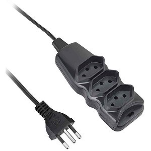 Extensao Eletrica Tripolar 3ENTRADAS 3MTS. Preta