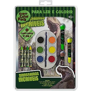 Livro Infantil Colorir Dinossauros Super Color PACK