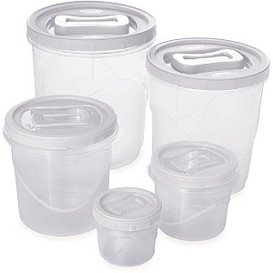 Pote Plastico CONJ 5 Potes Mantimentos Rosca KIT