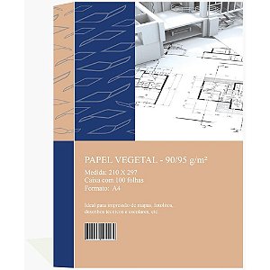 Papel Vegetal A4 90/95G. 210X297MM CX.C/100