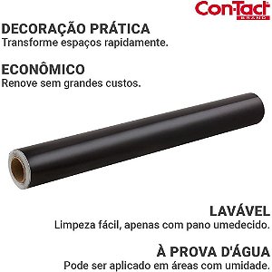 Contact Liso 45CMX10M Brilho Preto Rolo