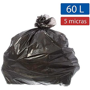 Saco para Lixo 60L Preto 60X70CM 5MICRAS PCT.C/100