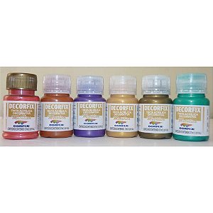Tinta Acrilica Decorfix Metalica 37ML Ouro VE CX.C/06
