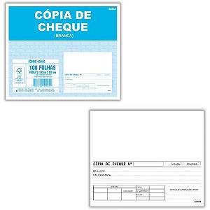 Impresso Copia de Cheque Branco 100 Folhas 160X190MM PCT.C/10 (17891321100452)