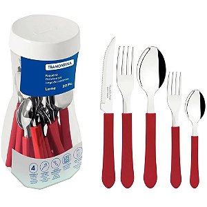Talher Faqueiro Leme 20PC INOX Vermel Pote