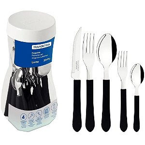 Talher Faqueiro Leme 20PC INOX Preto Pote