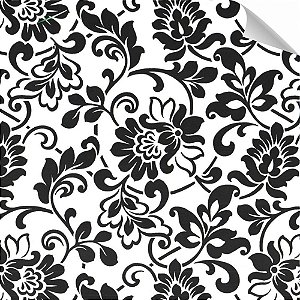 Plastico Adesivo 45CMX15M Arabesco Branco e Preto Rolo