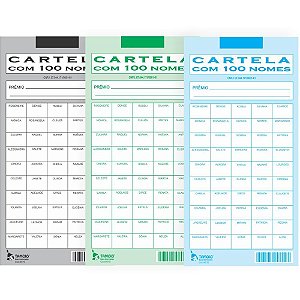Cartela de Rifa C/100 Nomes PCT.C/50 Cartelas Pacote (7897571960108)