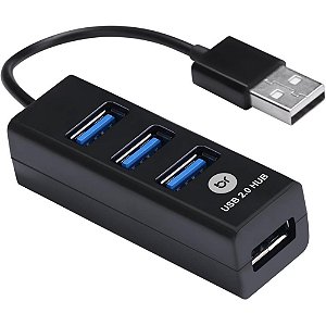 Hub Mini USB 2.0 4 Portas Preto