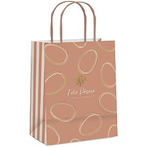 Sacola Decorada Pascoa Terracota Suave M 26X19,5X9,5C PCT.C/10