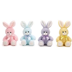 Coelhos de Pascoa Pelucia Colorida C/LACO 15CM S