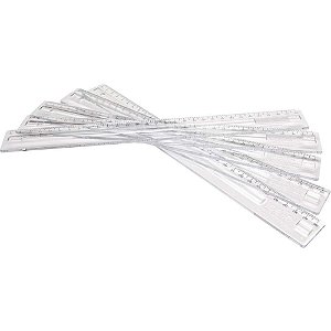 Regua de Poliestireno Transparente 30CM. CX.C/24