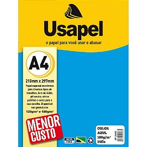 Papel A4 Color Usapel Azul 180G. PCT.C/50