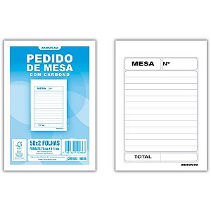 Impresso Talao de Pedido Mesa 2 Vias 50 Folhas Carbono PCT.C/20