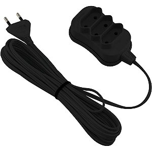Extensao Eletrica Bipolar 5M 3 Entradas Preta