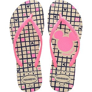 Chinelo Havaianas Licenciado SLIM Disney 35/6 Bege Palha PAR