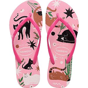 Chinelo Havaianas Feminino SLIM PETS 39/0 Rosa GLOW PAR