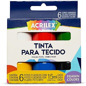 Tinta para Tecido Fashion Colors 15ML 6CORES (S) CX.C/03