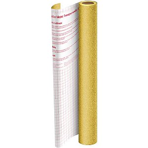 Plastico Adesivo 45CMX10M Gliter Dourado PP 0,10 Rolo