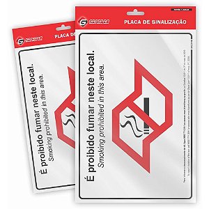 Placa de Sinalizacao Proibido Fumar 20X30CM. PCT.C/05