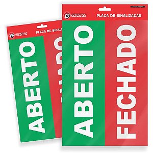 Placa de Sinalizacao ABERTO/FECHADO 16X25CM. PCT.C/05