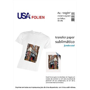 Papel Transfer Sublimatico Fundo Azul A4 120G PCT.C/50
