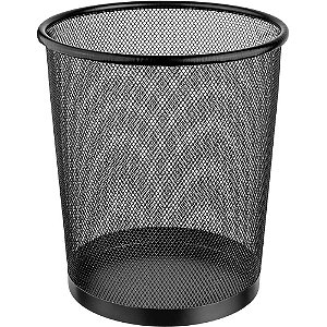 Lixeira para Escritorio Metal Redonda 8,5L Preta 23X26