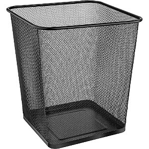 Lixeira para Escritorio Metal Quadrado 16,5L Preta