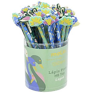 Lapis Preto Redondo Decorado Cicero TOP C/BORRACHA Ponteira POTE-36