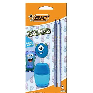 Kit Escolar Monstrinho Azul Lap.+borr+apon Blister