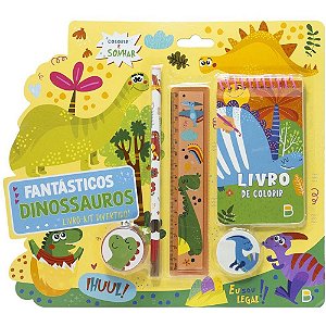 Kit Escolar Dinossauros Livro + 4 Peças