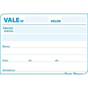 Impresso Vale 50FLS S/CANHOTO 104X77MM PCT.C/20