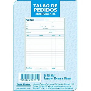 Impresso Talao de Pedido 1/36 Multivias 50FLS 104X146MM PCT.C/20
