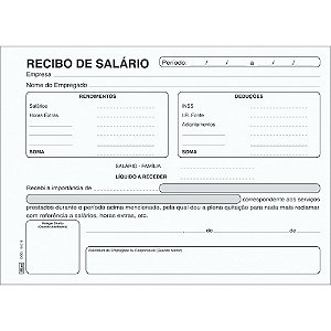 Impresso Recibo Salario 100FLS. 140X207,5MM PCT.C/10