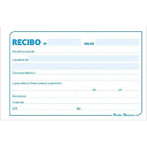 Impresso Recibo Comercial S/CANHOTO 50F 139X88 PCT.C/20