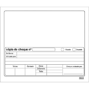 Impresso Copia de Cheque Branco 100 Folhas 160X190MM PCT.C/10