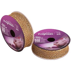 Fita ARAMADA Natal 25MMX10M Metaliz. Ouro C/GLITT