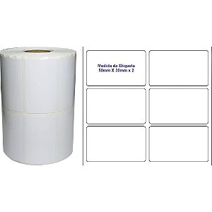 Etiqueta para Codigo de Barras Couche 50X30X30M 2CARREIRAS Rolo (7897357104726)