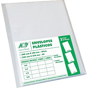 Envelope Plastico sem Furo Oficio Medio 0,10MM PCT.C/100