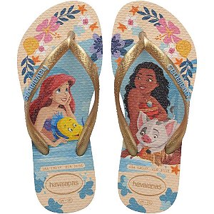 Chinelo Havaianas Infantil Princesas SLIM KIDS 27/8 Palha PAR