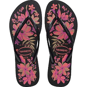Chinelo Havaianas Feminino SLIM Organic 35/6 PRETO/OURO PAR