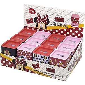 Apontador com Deposito 2 Furos Minnie Quadrado Metalico 4MOD DP.C/12