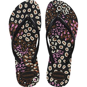 Chinelo Havaianas Feminino SLIM Animals 39/0 Preto PAR