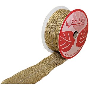 Fita ARAMADA de Juta 38MMX10M. CRU C/DOURADO Rolo