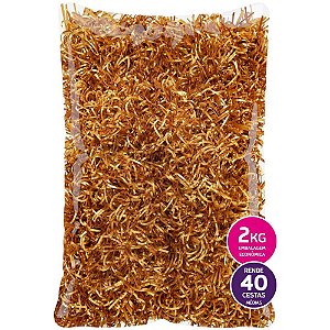 Palha para Decoracao Boop Dourada 2KG. Pacote