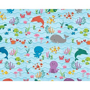 Plastico Adesivo 45CMX15M Fundo do MAR Rolo